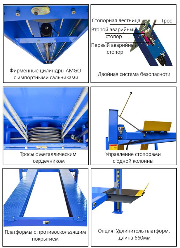 Подъемник четырехстоечный 4 тонны Atis А440H серый, электрогидравлический, для слесарных работ, 220/380В