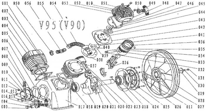 Компрессорная головка Remeza V-90, ременной привод, 5.5 кВт, 700 л/мин