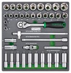 Набор головок и аксессуаров 1/2", 39 пр. в мягком ложементе TOPTUL GEC3901