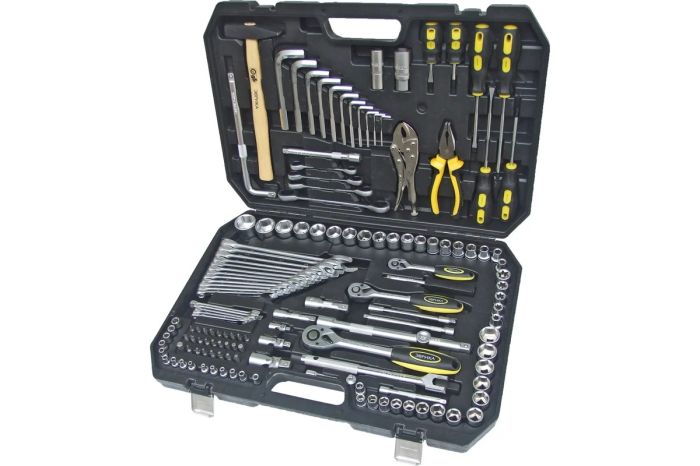 Набор инструментов ЭВРИКА ER-80142, 1/4", 3/8", 1/2", DR, 6-гр, 142пр.