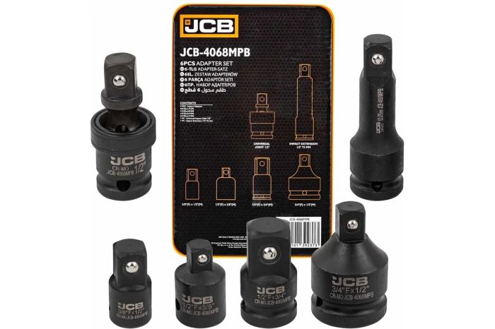Набор адаптеров переходников ударных JCB JCB-4068MPB(59167), с карданом и удлинителем, 6пр.