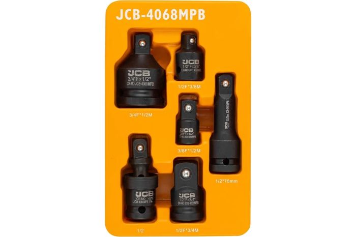 Набор адаптеров переходников ударных JCB JCB-4068MPB(59167), с карданом и удлинителем, 6пр.