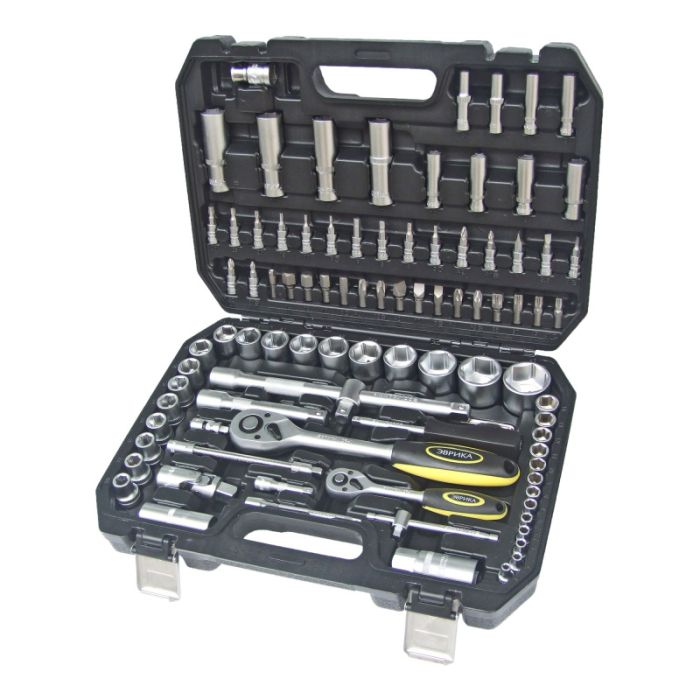 Набор торцевых головок 6-гранных ЭВРИКА ER-80094, 1/4", 1/2"DR,  94 пр.