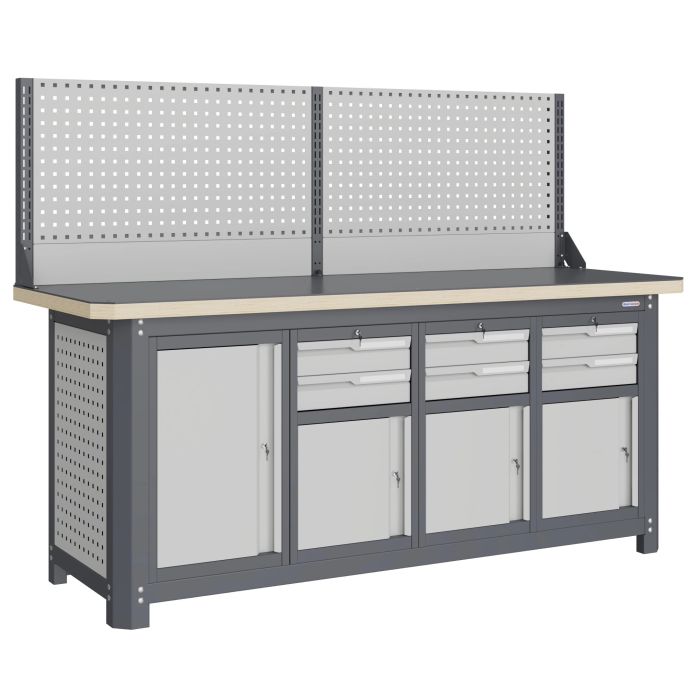 Модульный верстак Верстакофф MCN 2052.S7999-1, 4 тумбы, 6 ящиков, экран