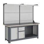 Модульный верстак Верстакофф MCN 2052.S79.11-2F, 2 тумбы, 2 ящика, с дв. экраном, подсветка