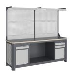 Модульный верстак Верстакофф MCN 2052.S89.11-2F, 2 тумбы, 1+2 ящика, дверцы, дв. экран, подсветка