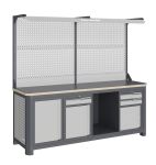 Модульный верстак Верстакофф MCN 2052.S789.1-2F, 3 тумбы, 3 ящика, с дв. экраном, подсветка