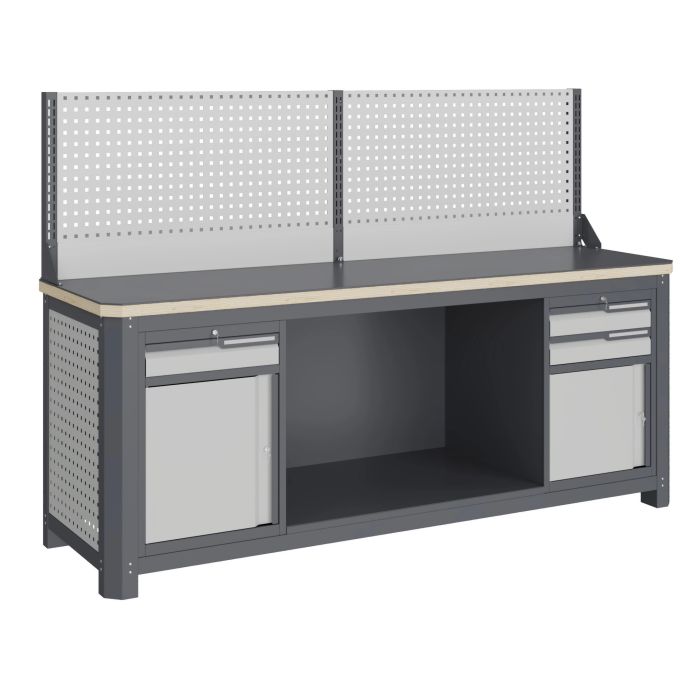 Модульный верстак Верстакофф MCN 2052.S89.11-1, 2 тумбы, 1+2 ящика, дверцы, с экраном