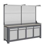 Модульный верстак Верстакофф MCN 2052.S8888-2F, 4 тумбы, 4 ящика, с дв. экраном, подсветка