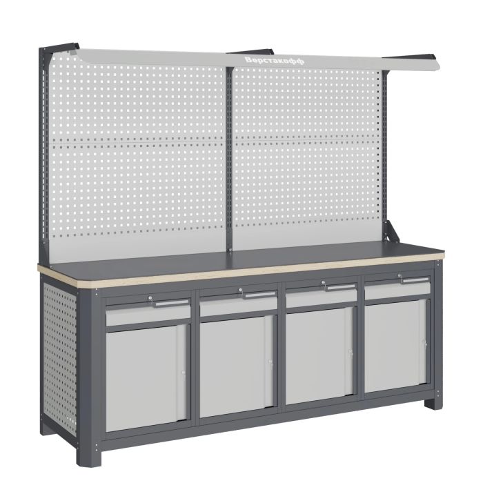 Модульный верстак Верстакофф MCN 2052.S8888-2F, 4 тумбы, 4 ящика, с дв. экраном, подсветка