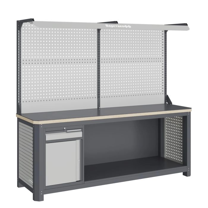 Модульный верстак Верстакофф MCN 2052.S8.111-2F, 1 тумба, ящик, дверца, с дв. экраном, подсветка