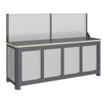 Модульный верстак Верстакофф MCN 2052.S7777-1, 4 тумбы, дверцы, экран