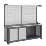 Модульный верстак Верстакофф MCN 2052.S77.11-2F, 2 тумбы с дверцами, с дв. экраном, подсветка