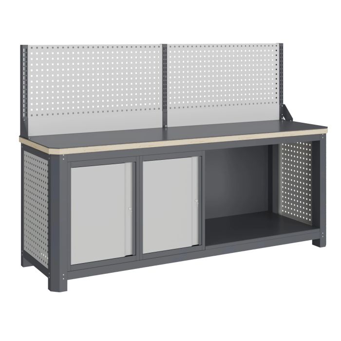 Модульный верстак Верстакофф MCN 2052.S77.11-1, 2 тумбы с дверцами, экран