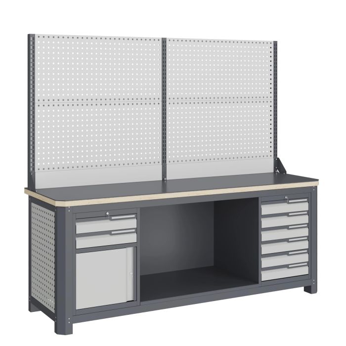 Модульный верстак Верстакофф MCN 2052.S69.11-2, 2 тумбы, 2+6 ящиков, с дв. экраном