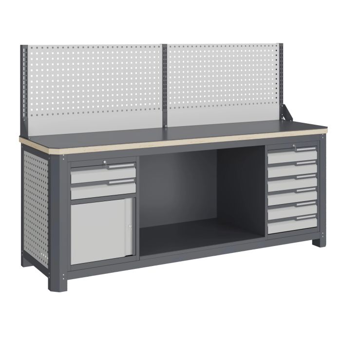 Модульный верстак Верстакофф MCN 2052.S69.11-1, 2 тумбы, 2+6 ящиков, экран