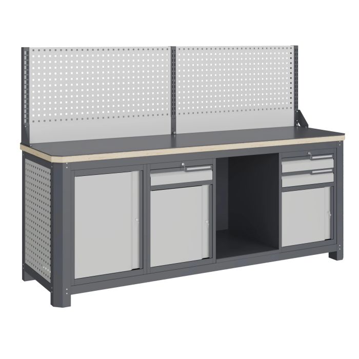 Модульный верстак Верстакофф MCN 2052.S789.1-1, 3 тумбы, 3 ящика, экран