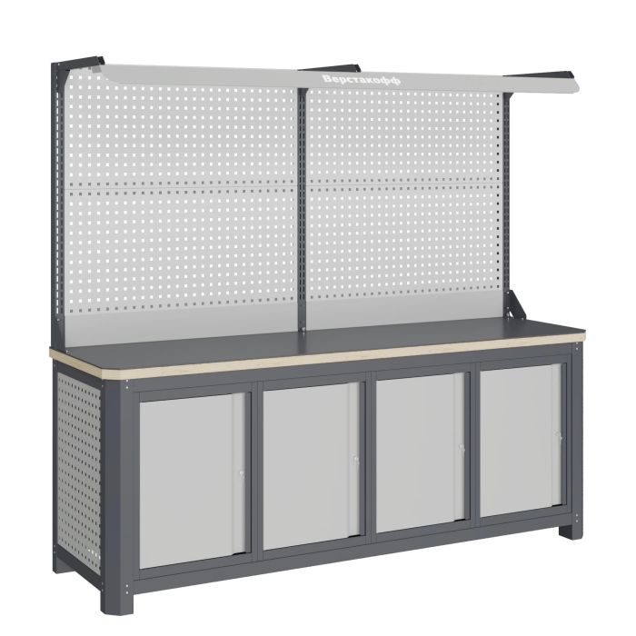 Модульный верстак Верстакофф MCN 2052.S7777-2F, 4 тумбы, дверцы, с дв. экраном, подсветка