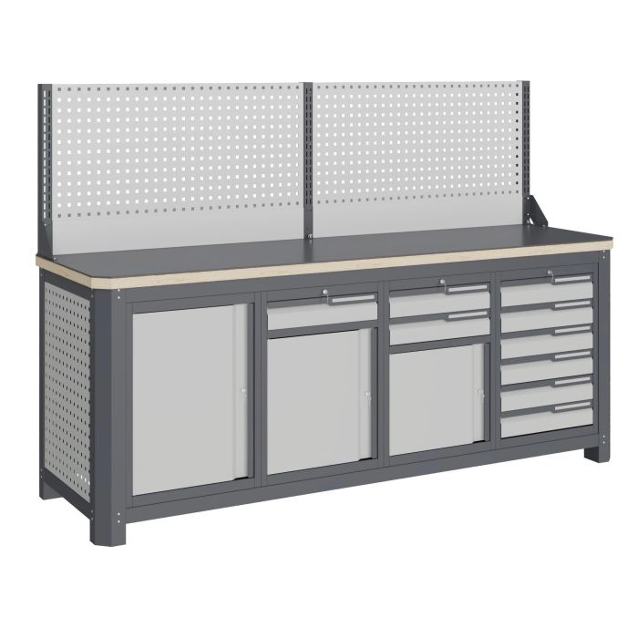 Модульный верстак Верстакофф MCN 2052.S6789-1, 4 тумбы, 1+2+6 ящиков, с экраном