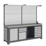 Модульный верстак Верстакофф MCN 2052.S679.1-2F, 3 тумбы, 2+6 ящиков, с дв. экраном, подсветка