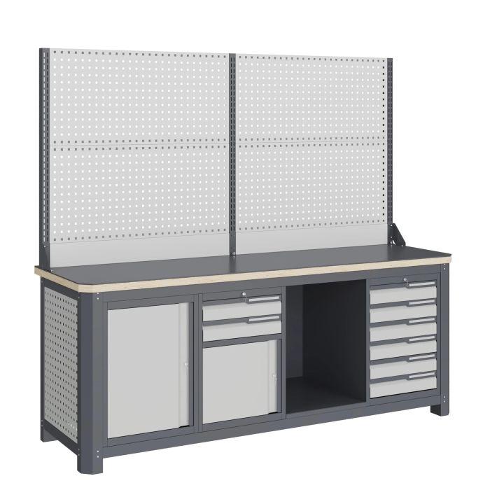 Модульный верстак Верстакофф MCN 2052.S679.1-2, 3 тумбы, 2+6 ящиков, с дв. экраном