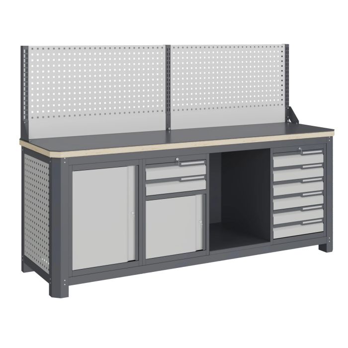 Модульный верстак Верстакофф MCN 2052.S679.1-1, 3 тумбы, 2+6 ящиков, экран