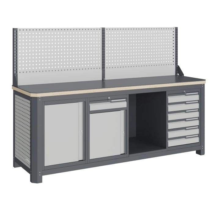 Модульный верстак Верстакофф MCN 2052.S678.1-1, 3 тумбы, 1+6 ящиков, экран