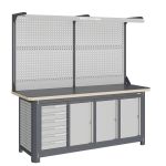 Модульный верстак Верстакофф MCN 2052.S6777-2F, 4 тумбы, 6 ящиков, с дв. экраном, подсветка