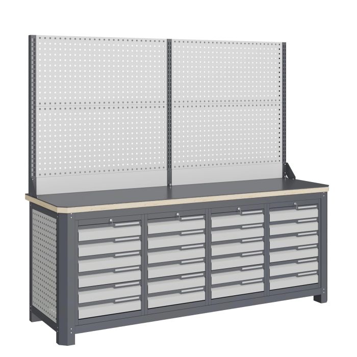 Модульный верстак Верстакофф MCN 2052.S6666-2, 4 тумбы, 6+6+6+6 ящиков, с дв. экраном