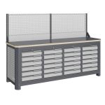 Модульный верстак Верстакофф MCN 2052.S6666-1, 4 тумбы, 6+6+6+6 ящиков, экран