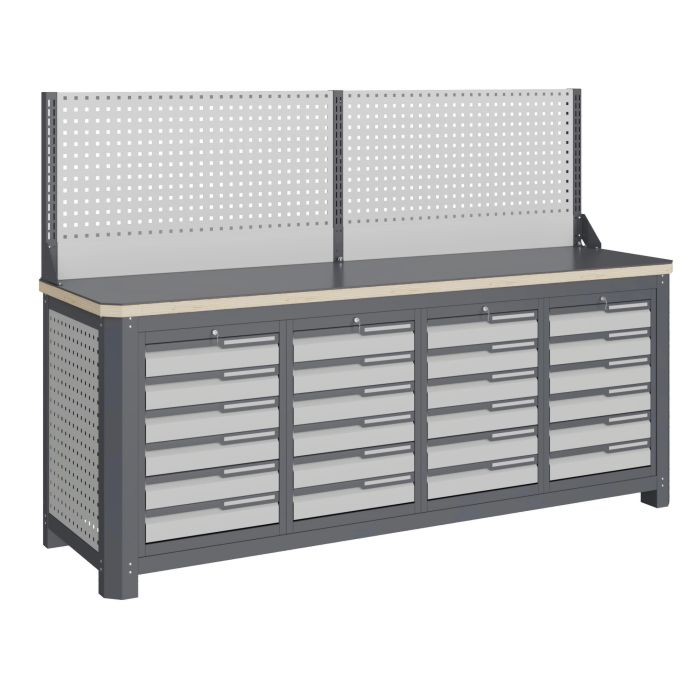 Модульный верстак Верстакофф MCN 2052.S6666-1, 4 тумбы, 6+6+6+6 ящиков, экран