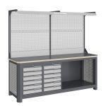 Модульный верстак Верстакофф MCN 2052.S66.11-2F, 2 тумбы, 6+6 ящиков, с дв. экраном, подсветка