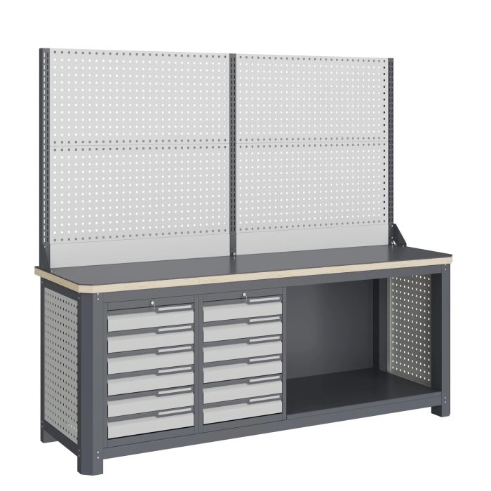 Модульный верстак Верстакофф MCN 2052.S66.11-2, 2 тумбы, 6+6 ящиков, с дв.экраном