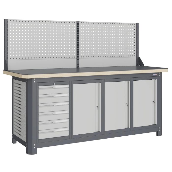 Модульный верстак Верстакофф MCN 2052.S6777-1, 4 тумбы, 6 ящиков, экран