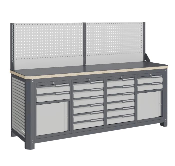 Модульный верстак Верстакофф MCN 2052.S6699-1, 4 тумбы, 2+6+6+2 ящиков, экран