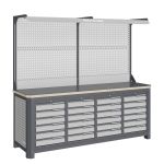 Модульный верстак Верстакофф MCN 2052.S6666-2F, 4 тумбы, 6+6+6+6 ящиков, с дв. экраном, подсветка