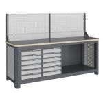 Модульный верстак Верстакофф MCN 2052.S66.11-1, 2 тумбы, 6+6 ящиков, экран