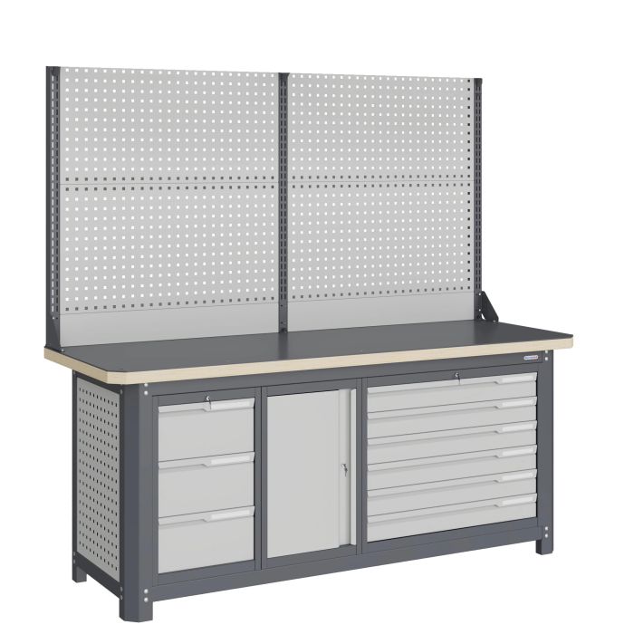 Модульный верстак Верстакофф MCN 2052.S37L6-2, 3 тумбы, 3+6 ящиков, с дв. экраном