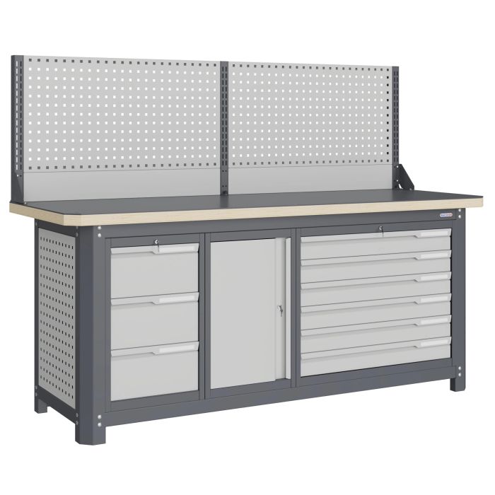 Модульный верстак Верстакофф MCN 2052.S37L6-1, 3 тумбы, 3+6 ящиков, экран