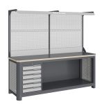 Модульный верстак Верстакофф MCN 2052.S6.111-2F, 1 тумба, 6 ящиков, с дв. экраном, подсветка