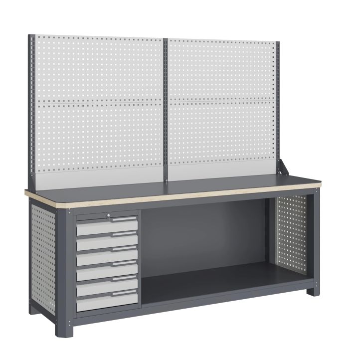 Модульный верстак Верстакофф MCN 2052.S6.111-2, 1 тумба, 6 ящиков, с дв. экраном