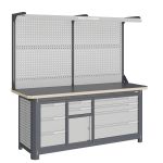 Модульный верстак Верстакофф MCN 2052.S39L4-2F, 3 тумбы, 3+2+4 ящика, с дв. экраном, подсветка