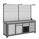 Модульный верстак Верстакофф MCN 2052.S2678.2-2F, 4 тумбы, 1+2+6 ящиков, с дв. экраном, подсветка