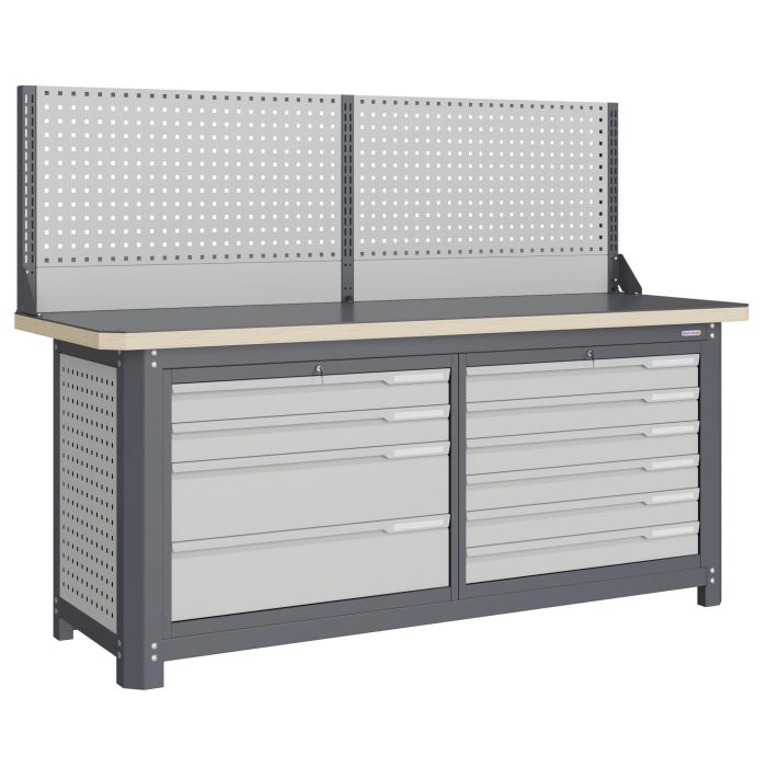 Модульный верстак Верстакофф MCN 2052.L46-1, 2 тумбы, 4+6 ящиков, экран