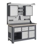 Рабочее место Верстакофф MCN 1552.S299.2-2FR, 3 тумбы, 2+2+2 ящика, с дв.экраном, подсветка