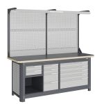 Модульный верстак Верстакофф MCN 2052.S24L5.2-2F, 3 тумбы, 2+4+5 ящиков, с дв. экраном, подсветка