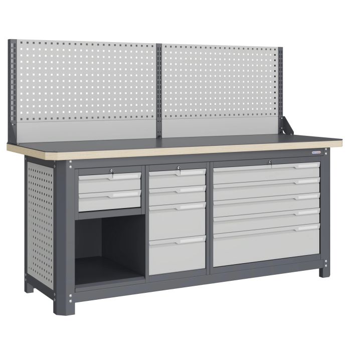 Модульный верстак Верстакофф MCN 2052.S24L5.2-1, 3 тумбы, 2+3+5 ящиков, экран