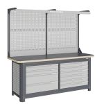 Модульный верстак Верстакофф MCN 2052.L46-2F, 2 тумбы, 4+6 ящиков, с дв. экраном, подсветка