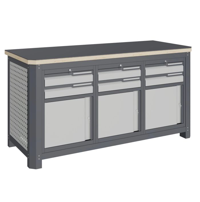 Верстак слесарный Верстакофф MCN 1552.S999, 3 тумбы, 2+2+2 ящика