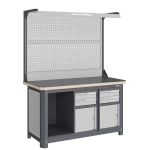 Верстак слесарный Верстакофф MCN 1552.S99.1-2F, 2 тумбы, 2+2 ящика, с дв. экраном, подсветка